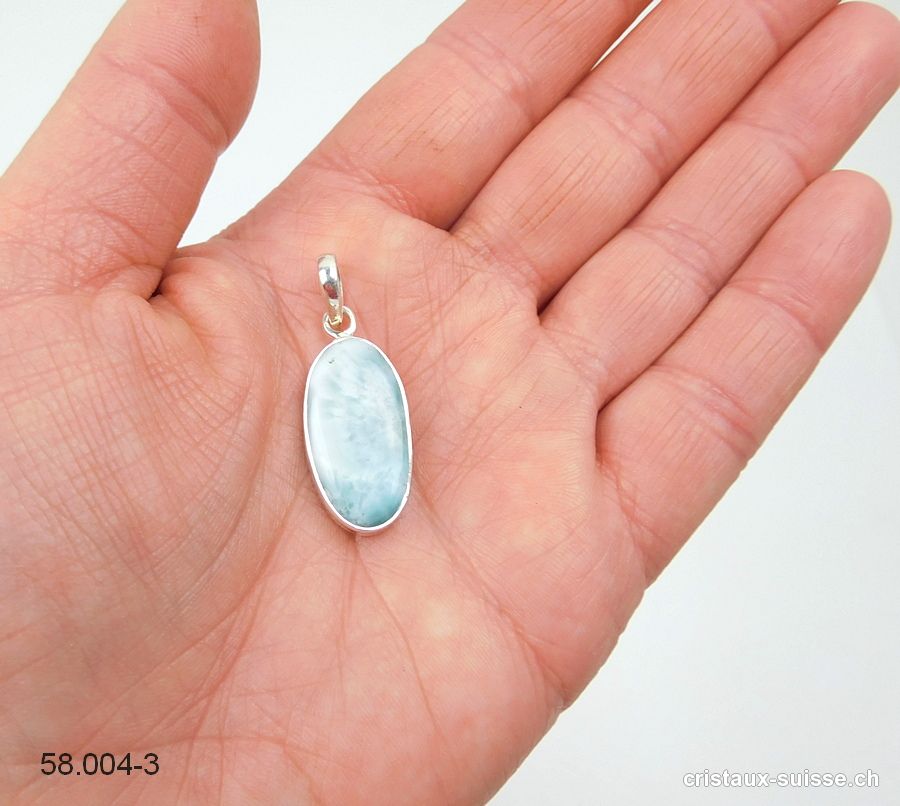 Pendentif Larimar 2,4 cm en argent 925. Pièce unique