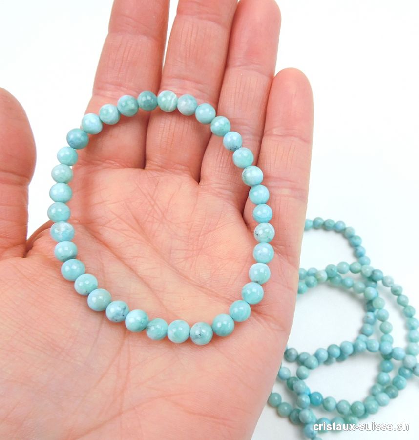 Bracelet Larimar bleu-vert 5,5 - 6 mm / 19 cm. Taille L