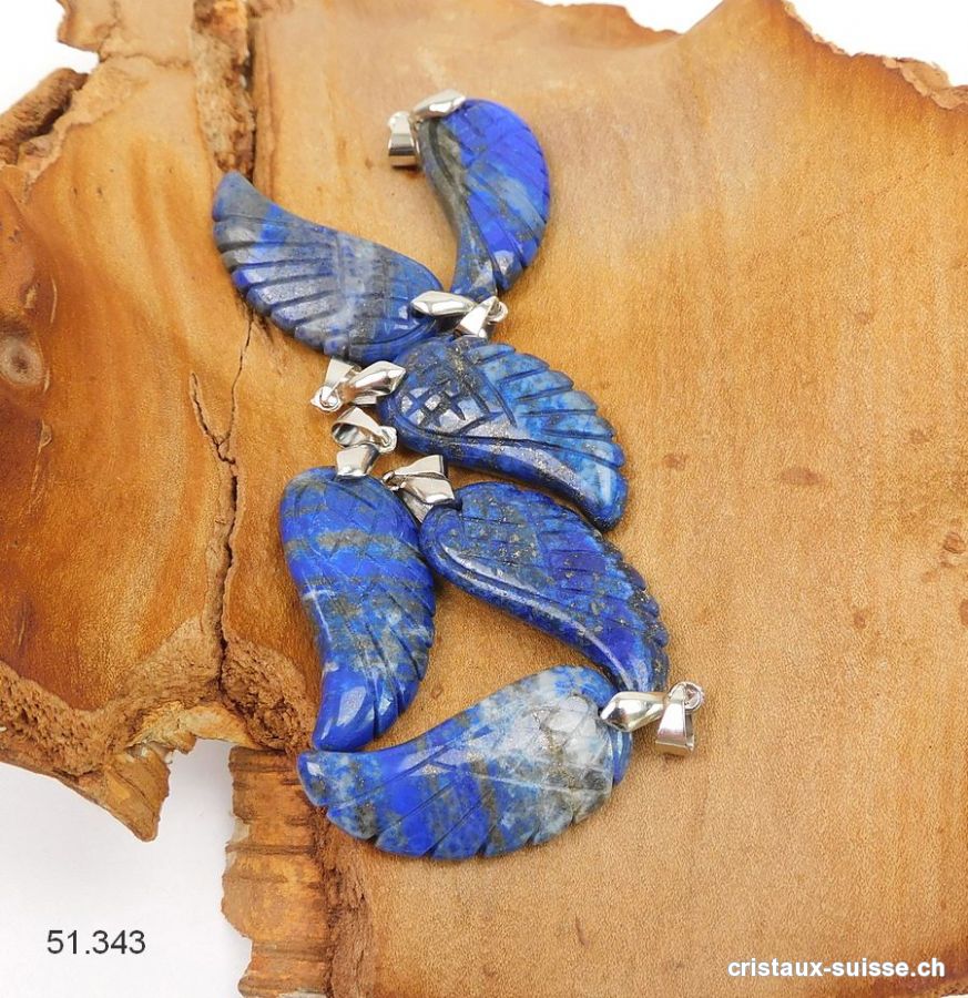 Pendentif Lapis-Lazuli, Aile d'Ange 3,5 cm avec boucle métal