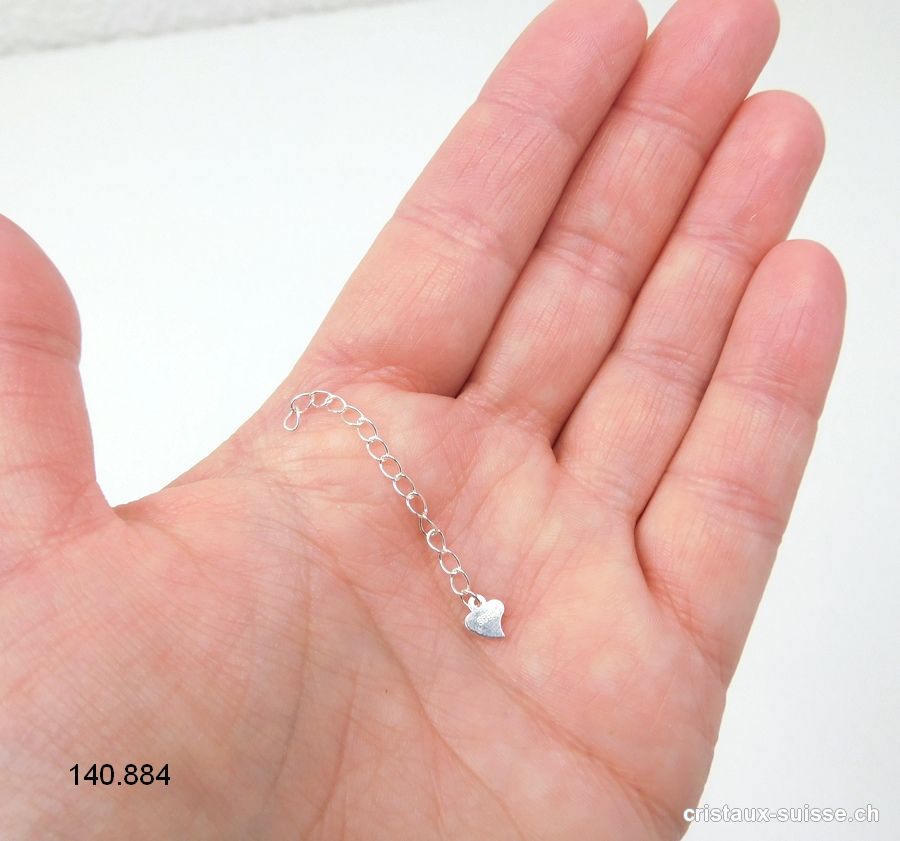 Chaînette de rallonge en argent 925 avec coeur plat. Offre Spéciale