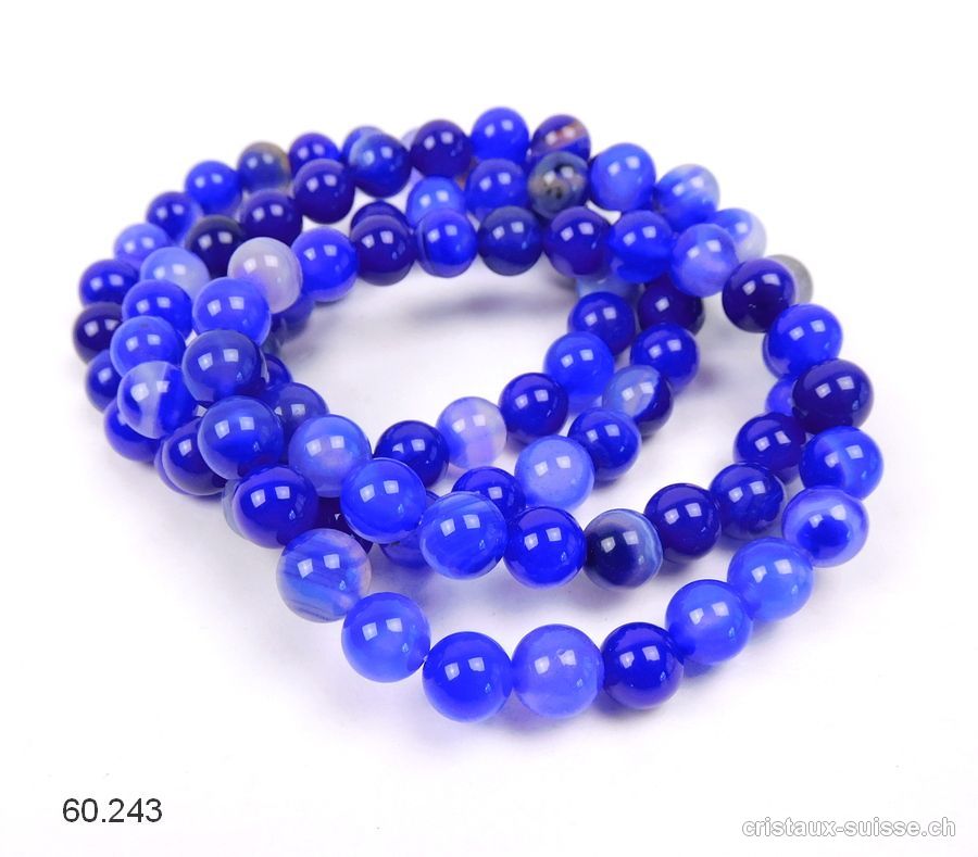 Bracelet Agate Indigo 8 mm / 19,5 cm