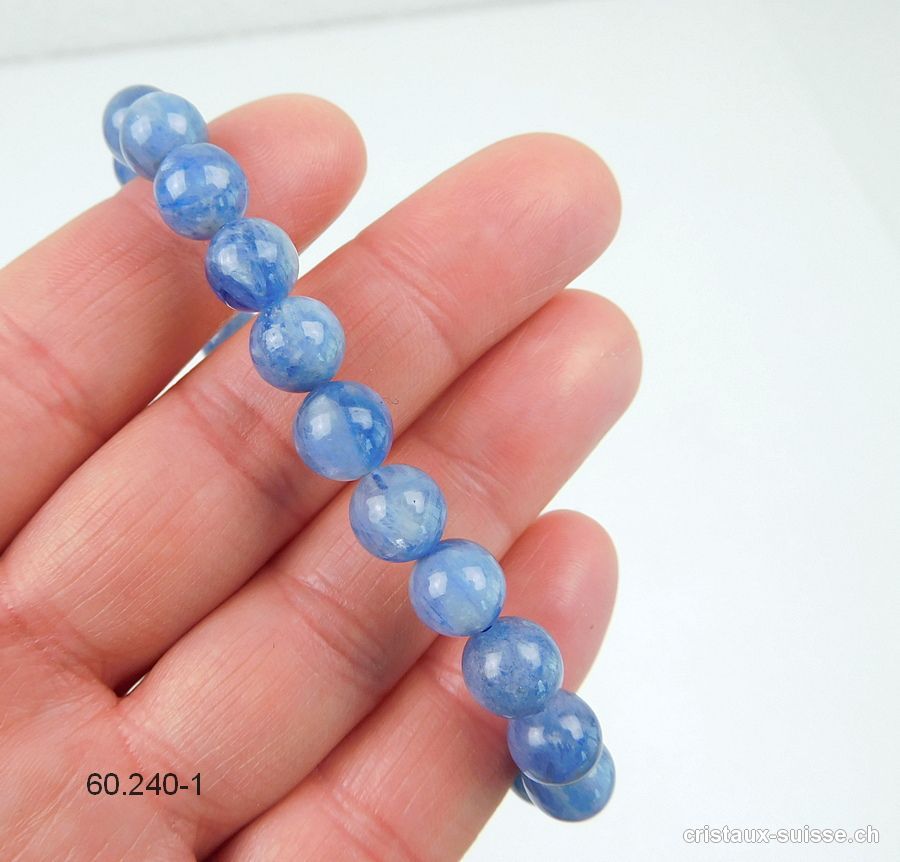 Bracelet Cyanite bleue - Disthène 8 mm / 18,5 cm. Pièce unique