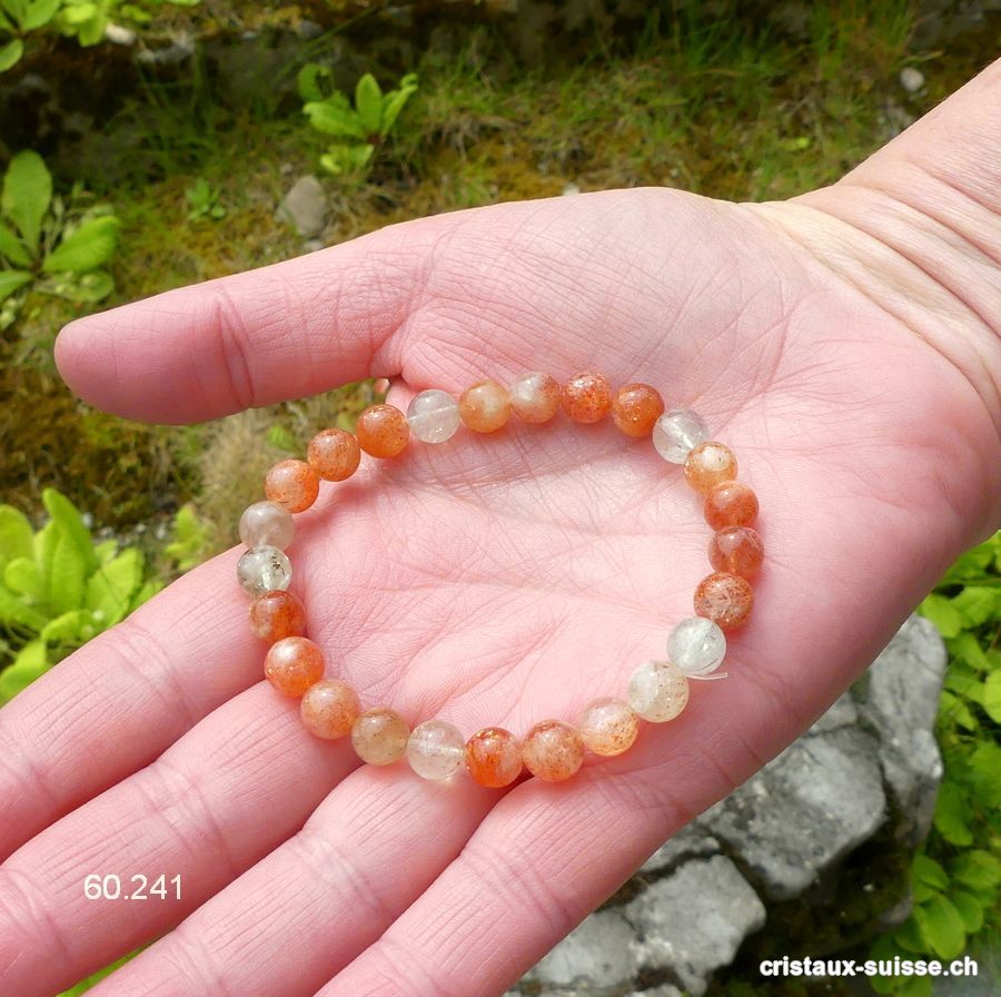 Bracelet Pierre de Soleil 7 mm, élastique 17,5 cm