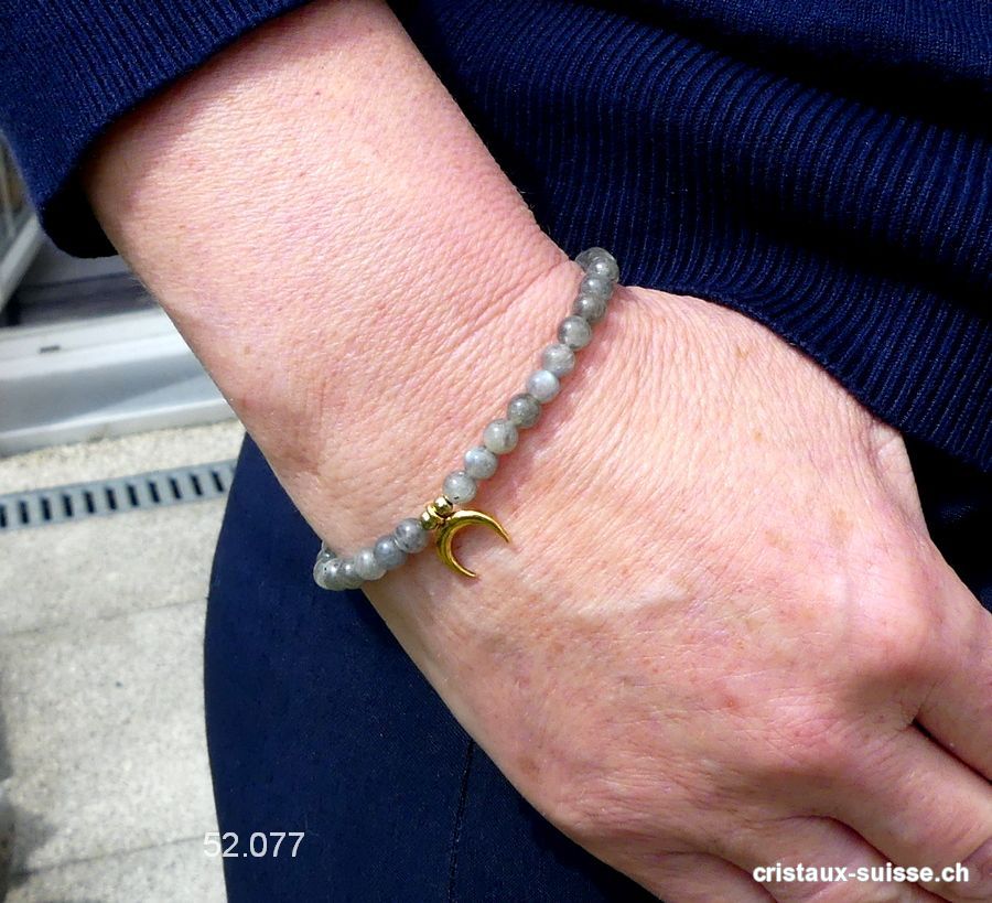 Bracelet Labradorite 5 mm / 18,5 cm avec LUNE