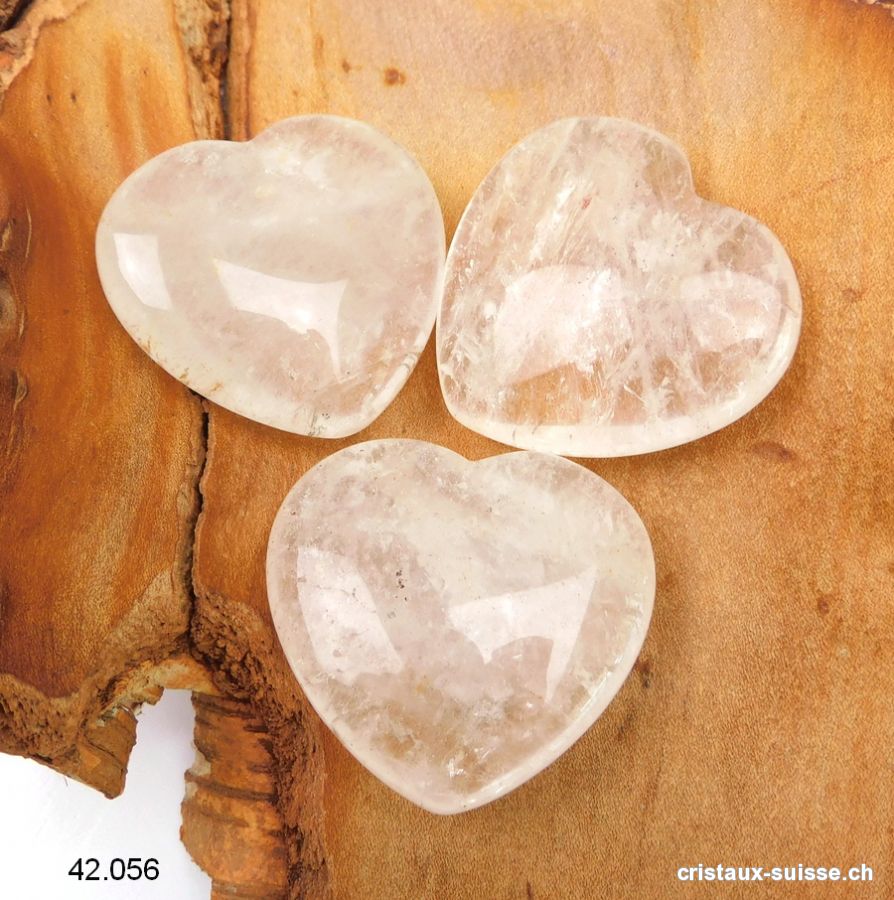 Coeur Cristal de Roche 4,2 x 4 x 1,5 cm. Qual. AB, Offre Spéciale