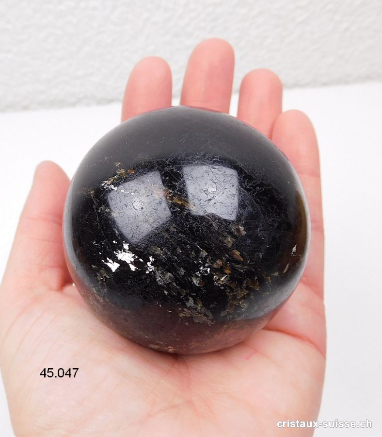 Boule Tourmaline noire - Schörl 6,4 cm. Pièce unique 423 grammes. Offre Spéciale