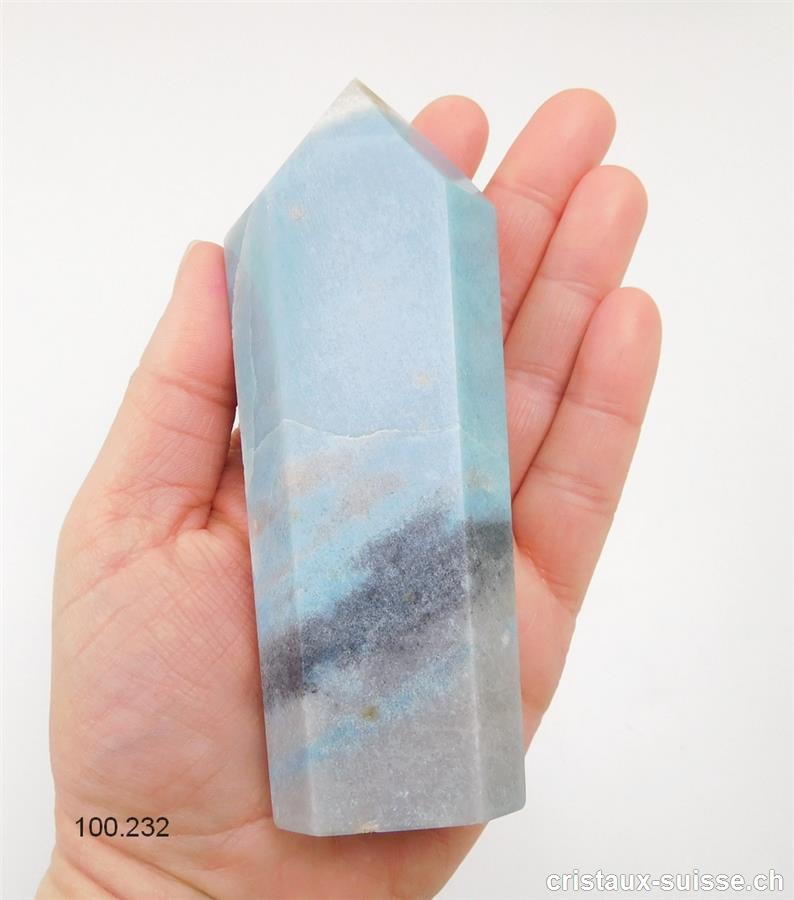 Quartz bleu avec Troïlite, Obélisque 12,5 cm. Pièce unique 279 grammes