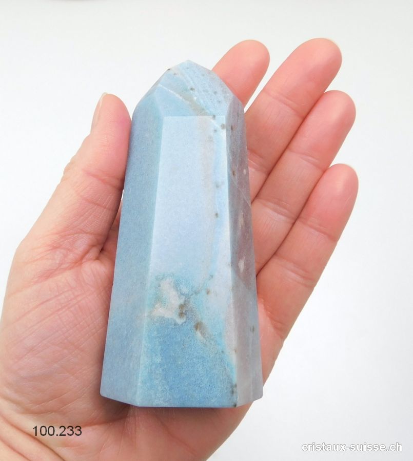 Quartz bleu avec Troïlite, Obélisque 10 cm. Pièce unique 235 grammes