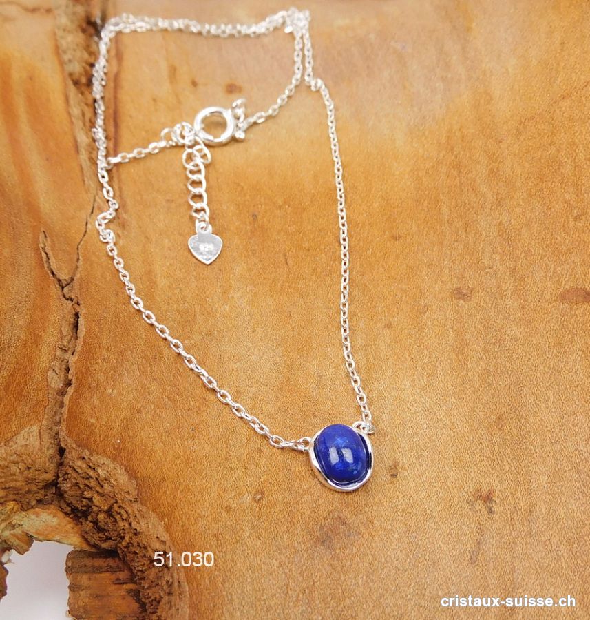 Pendentif Lapis-lazuli avec chaîne en argent 925. Réglable 41 - 44 cm