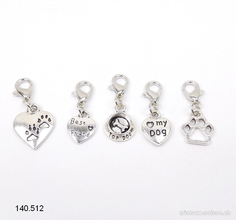 Lot 5 Charms 1 à 1,5 cm et crochet, en métal argenté. OFFRE SPECIALE