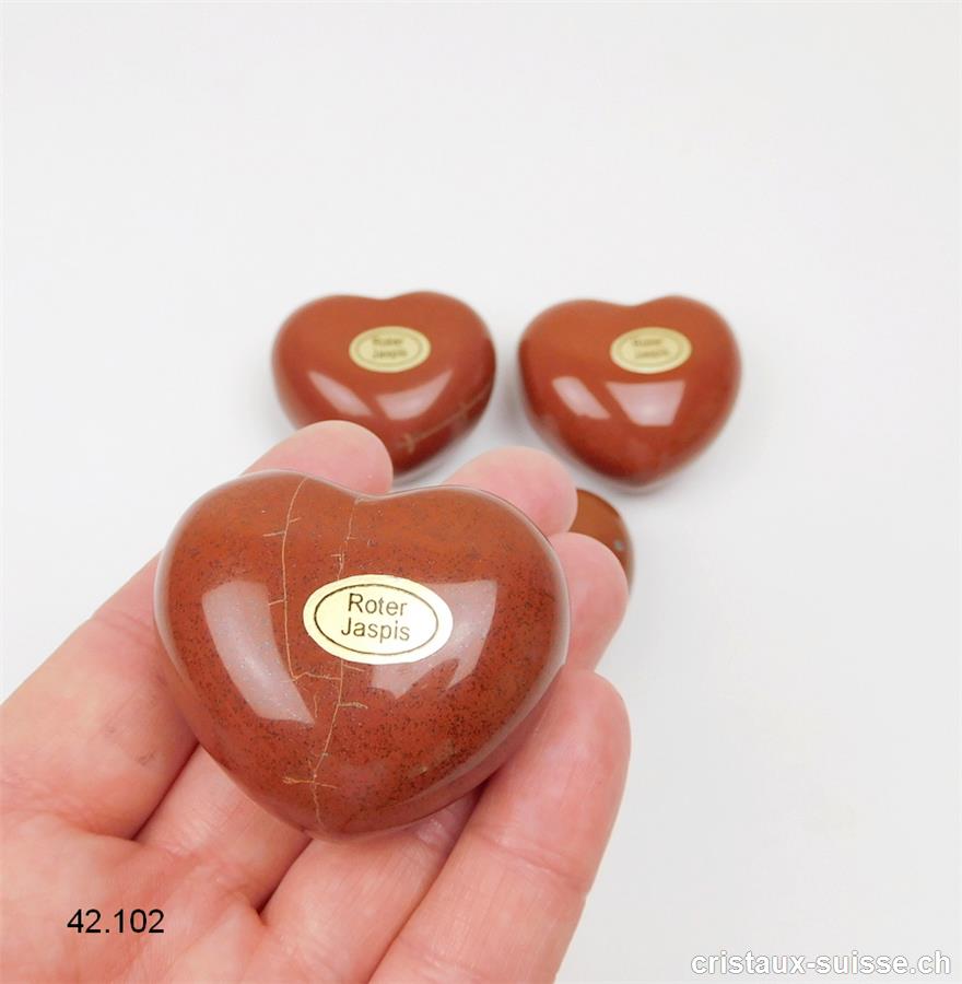 Coeur Jaspe rouge 4,5 x 4 x 2,3 cm, bombé. Offre Spéciale