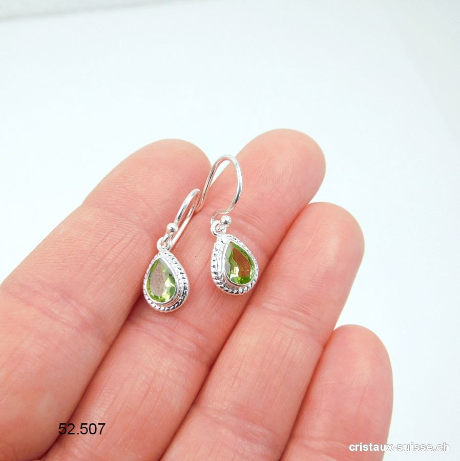 Boucles d'oreilles Péridot facetté en argent 925