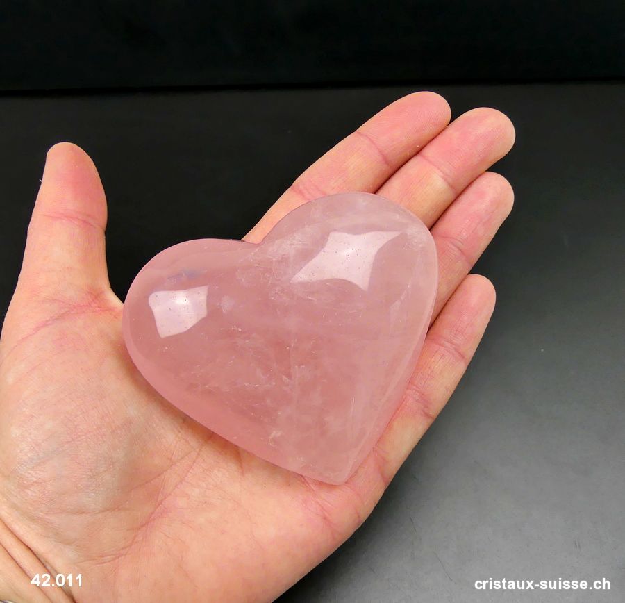 Coeur Quartz rose du Brésil 7,7 cm. Pièce unique 187 grammes