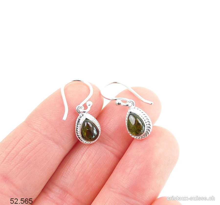 Boucles d'oreilles Tourmaline verte en argent 925