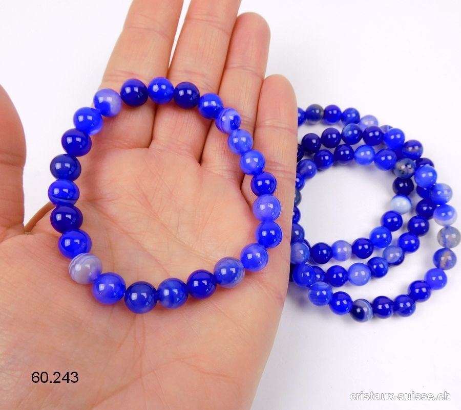 Bracelet Agate Indigo 8 mm / 19,5 cm