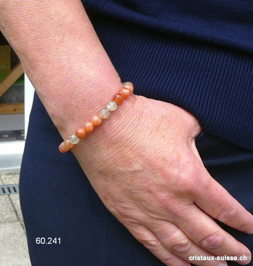 Bracelet Pierre de Soleil 7 mm, élastique 17,5 cm